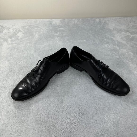Gucci Black Leather Derby Shoes Authentic Men's Size 9D/43 EU/9 UK Made in Italy - Picture 9 of 13